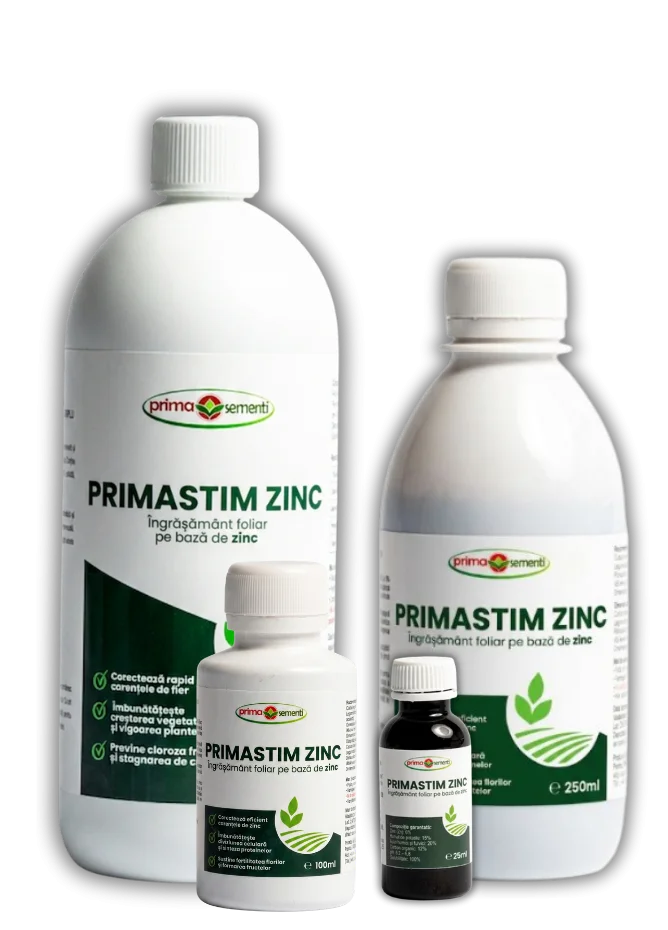 Primastim Zinc – Îngrășământ Foliar Zinc 6% + Acizi Humici – Prevenire Carențe Zn – Legume, Pomi, Viță de Vie