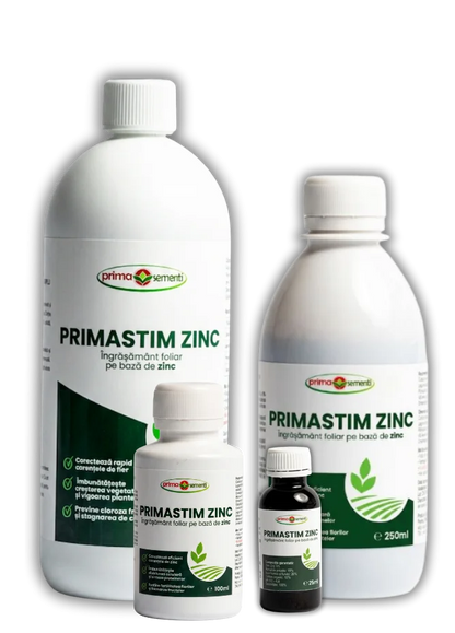 Primastim Zinc – Îngrășământ Foliar Zinc 6% + Acizi Humici – Prevenire Carențe Zn – Legume, Pomi, Viță de Vie