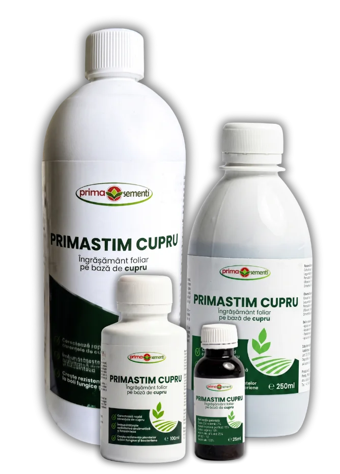Primastim Cupru – Îngrășământ Foliar Cupru Sistemic 7% + Acizi Humici – Corectare Carențe Cu – Prima Sementi