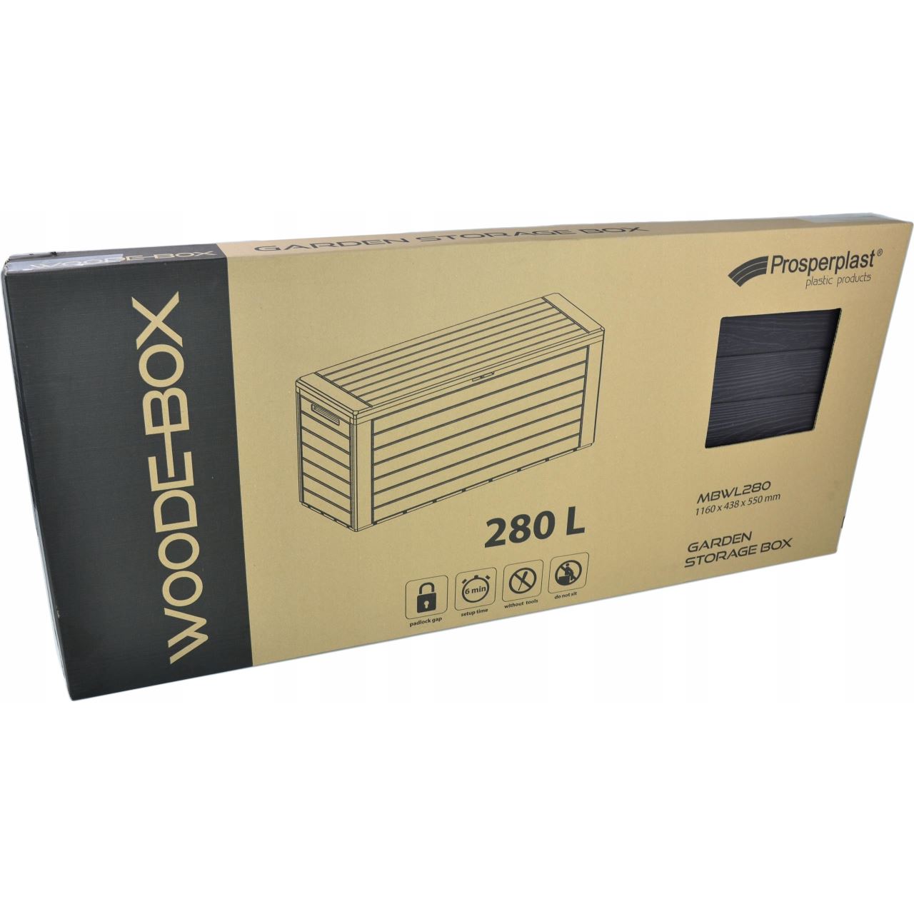 Lada depozitare de gradina, antracit, 116x44x55 cm, Woodenbox
