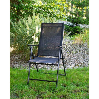 Set 2 scaune gradina/terasa, reglabile, aluminiu, negru, 56x67-99x84-107 cm, Jumi