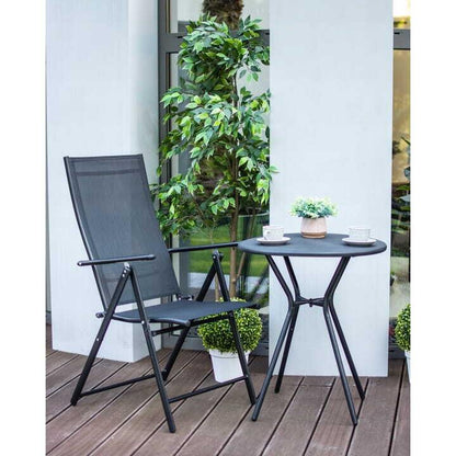 Set 2 scaune gradina/terasa, reglabile, aluminiu, negru, 56x67-99x84-107 cm, Jumi