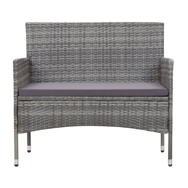 Set mobilier gradina/terasa, gri, ratan sintetic, 1 masa, 2 scaune, 1 canapea, Reno