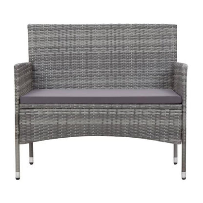 Set mobilier gradina/terasa, gri, ratan sintetic, 1 masa, 2 scaune, 1 canapea, Reno