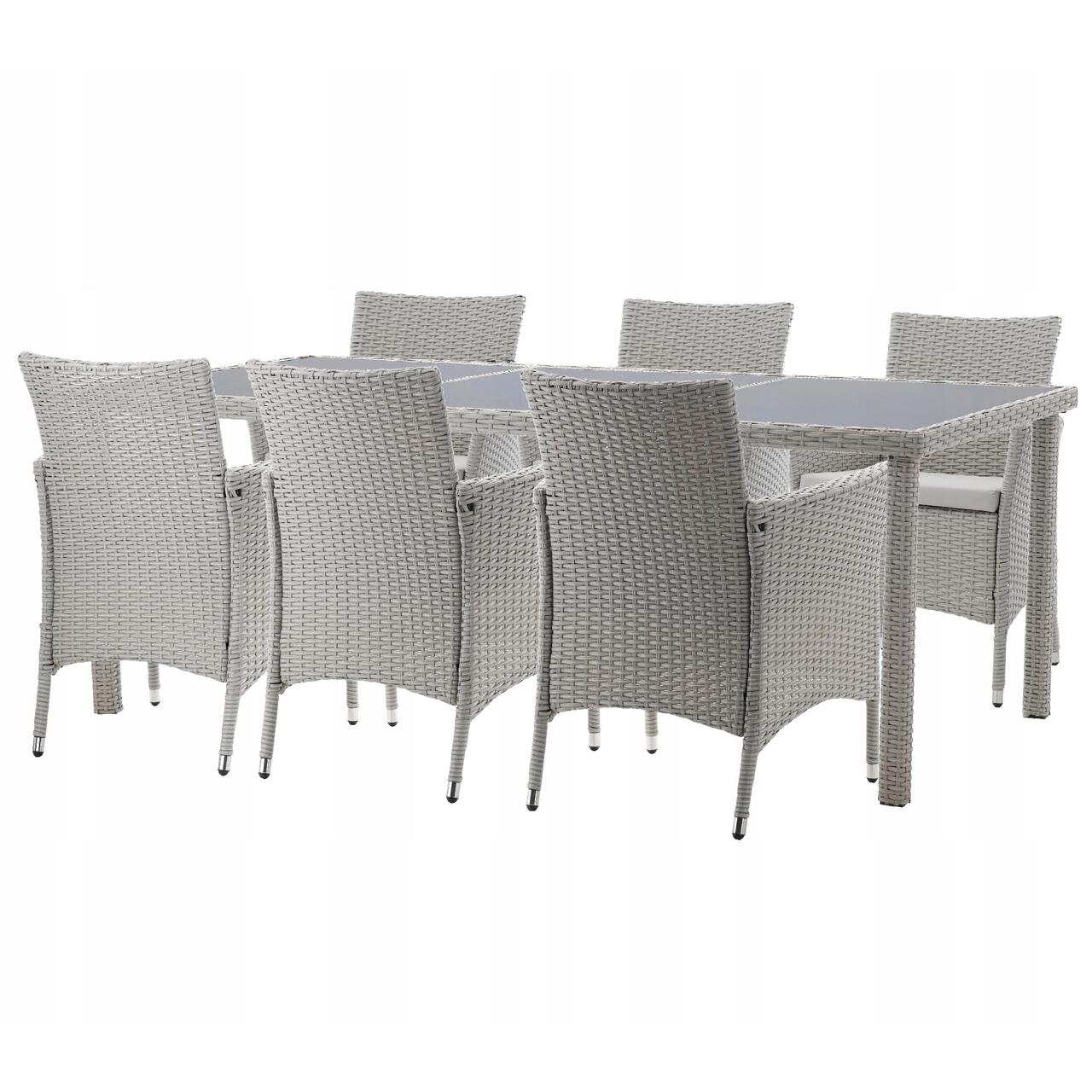 Set mobilier gradina/terasa, gri, ratan sintetic, 1 masa, 8 fotolii, Locarno