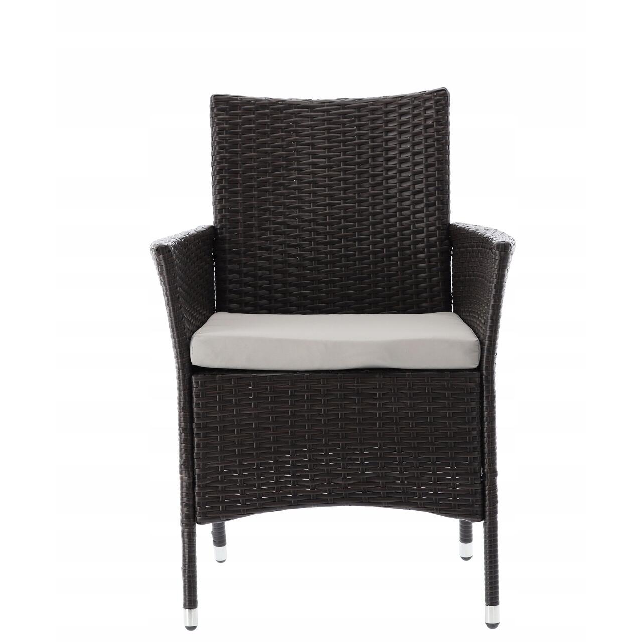 Set mobilier gradina/terasa, maro inchis si bej, ratan sintetic, 1 masa, 4 fotolii, Geneva