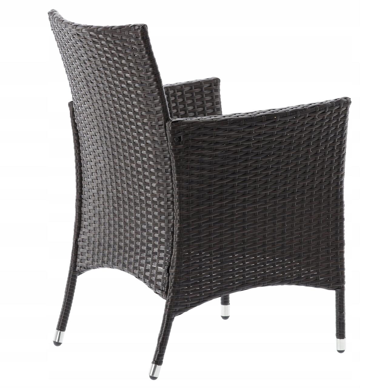 Set mobilier gradina/terasa, maro inchis si bej, ratan sintetic, 1 masa, 4 fotolii, Geneva