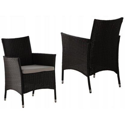 Set mobilier gradina/terasa, maro inchis si bej, ratan sintetic, 1 masa, 6 fotolii, Riviera