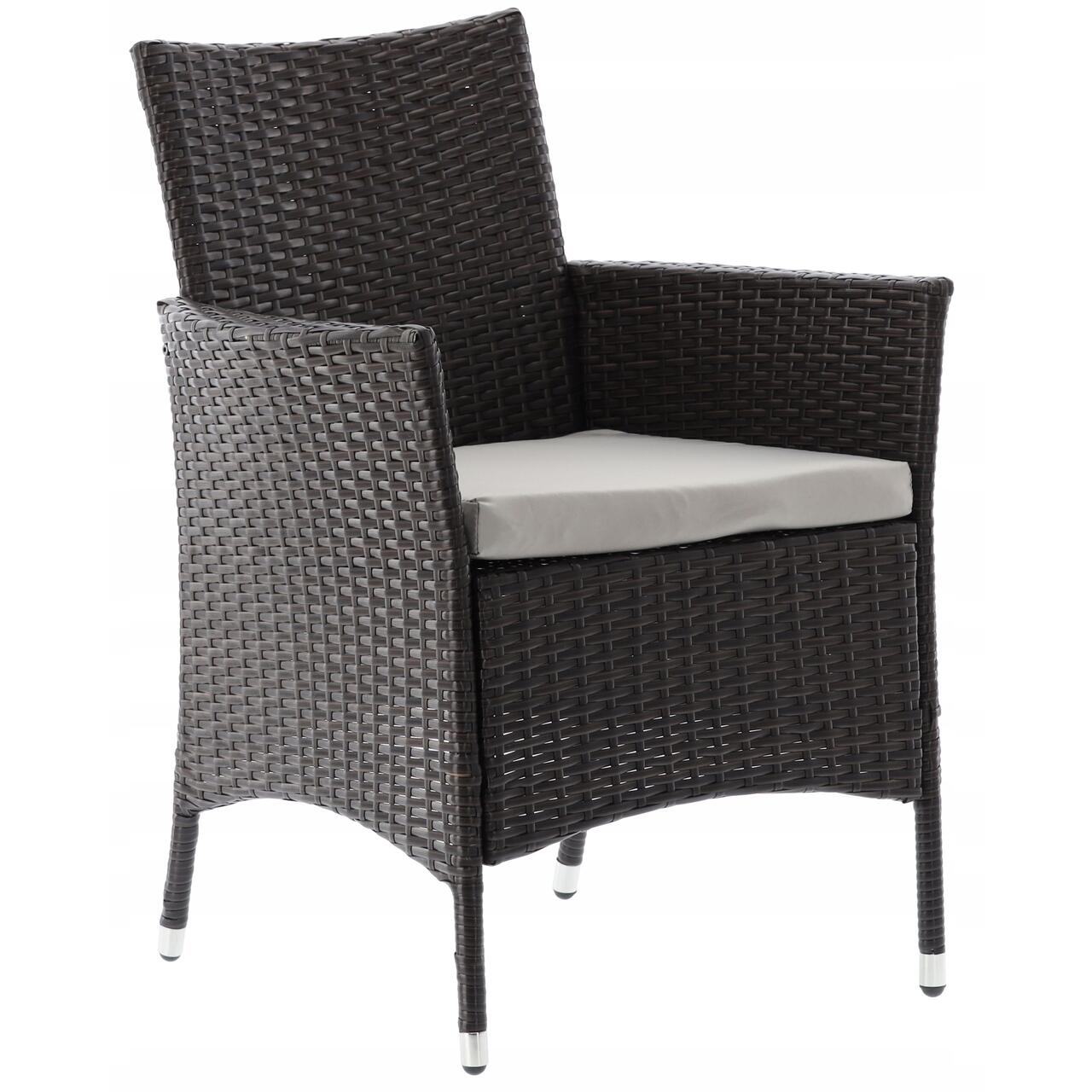 Set mobilier gradina/terasa, maro inchis si bej, ratan sintetic, 1 masa, 8 fotolii, Brian