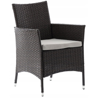 Set mobilier gradina/terasa, maro inchis si bej, ratan sintetic, 1 masa, 8 fotolii, Brian