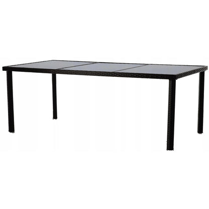 Set mobilier gradina/terasa, maro inchis si bej, ratan sintetic, 1 masa, 8 fotolii, Brian