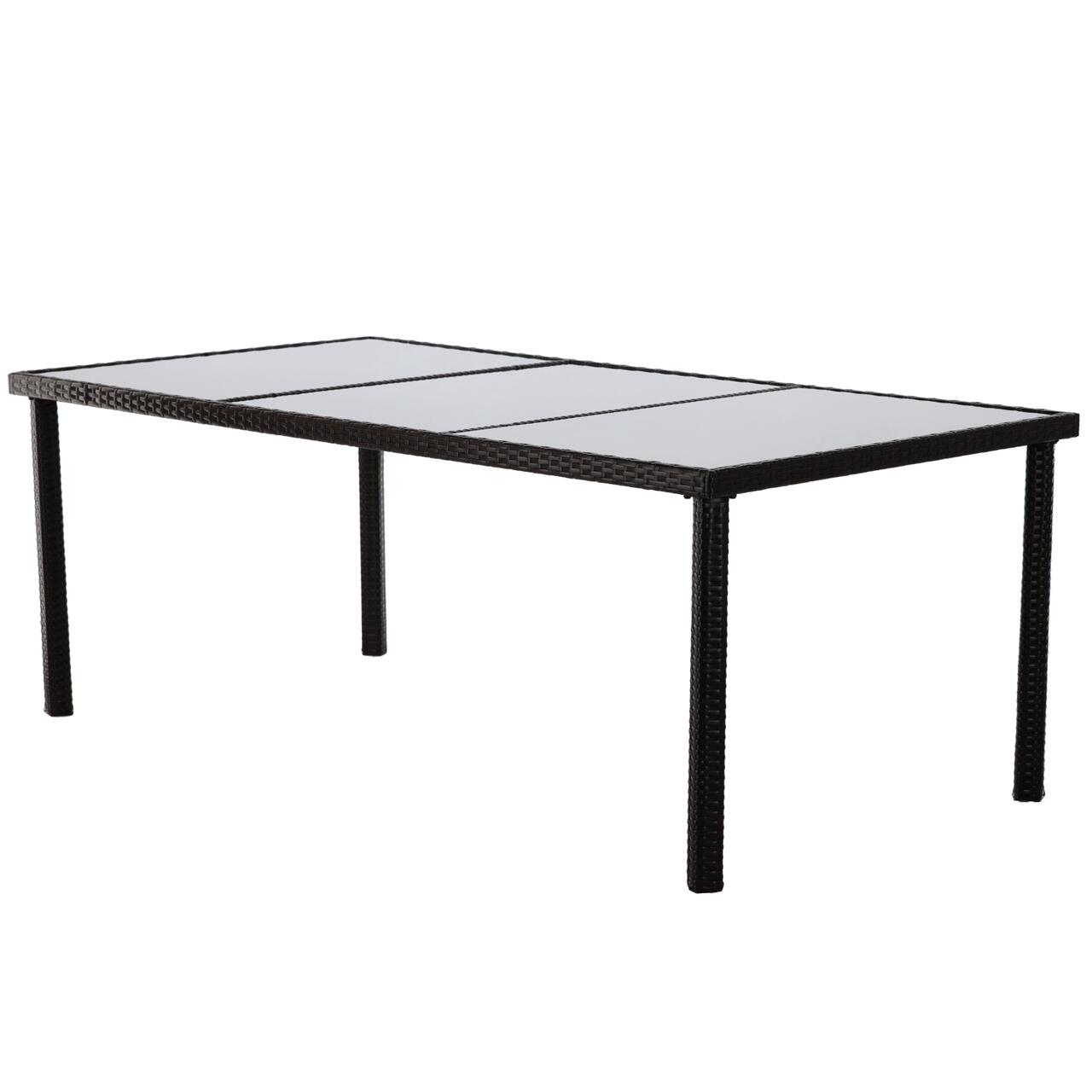 Set mobilier gradina/terasa, maro inchis si bej, ratan sintetic, 1 masa, 8 fotolii, Brian