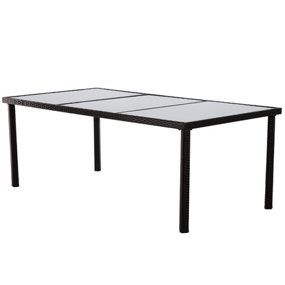 Set mobilier gradina/terasa, maro inchis si bej, ratan sintetic, 1 masa, 8 fotolii, Brian