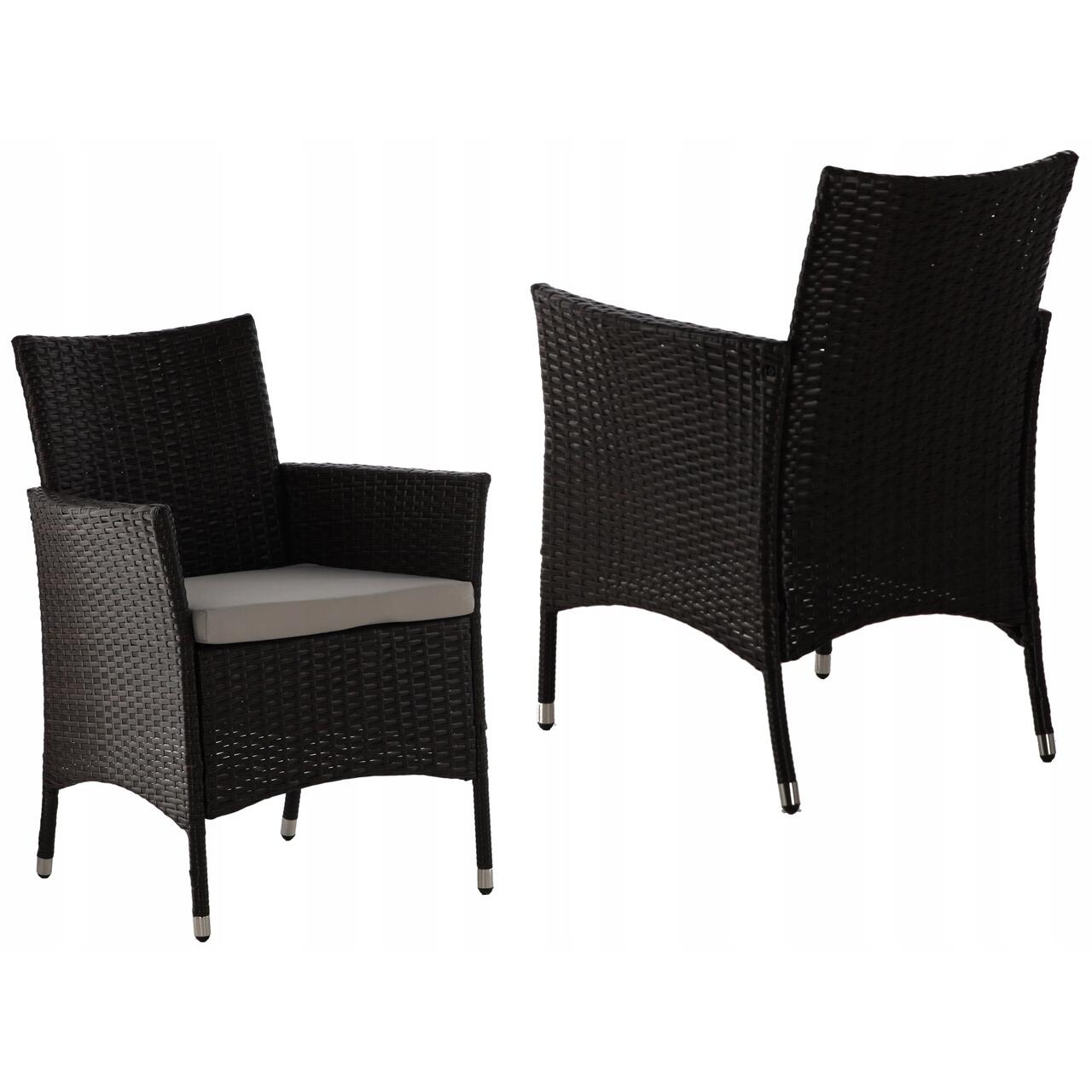 Set mobilier gradina/terasa, maro inchis si bej, ratan sintetic, 1 masa, 4 fotolii, Geneva