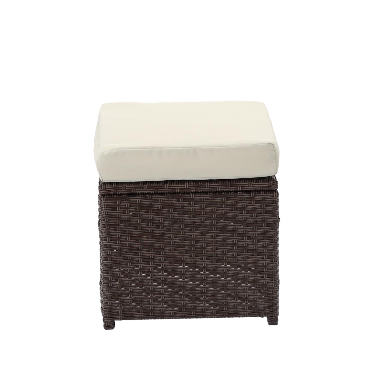 Set mobilier gradina/terasa, maro si bej, ratan sintetic, 1 masa, 2 scaune, 2 tabureti, 1 canapea, Dolores