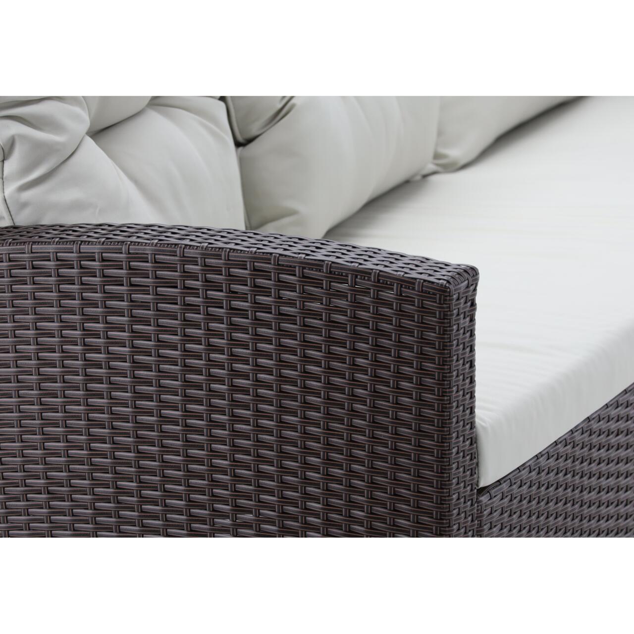 Set mobilier gradina/terasa, maro si bej, ratan sintetic, 1 masa, 2 scaune, 2 tabureti, 1 canapea, Dolores