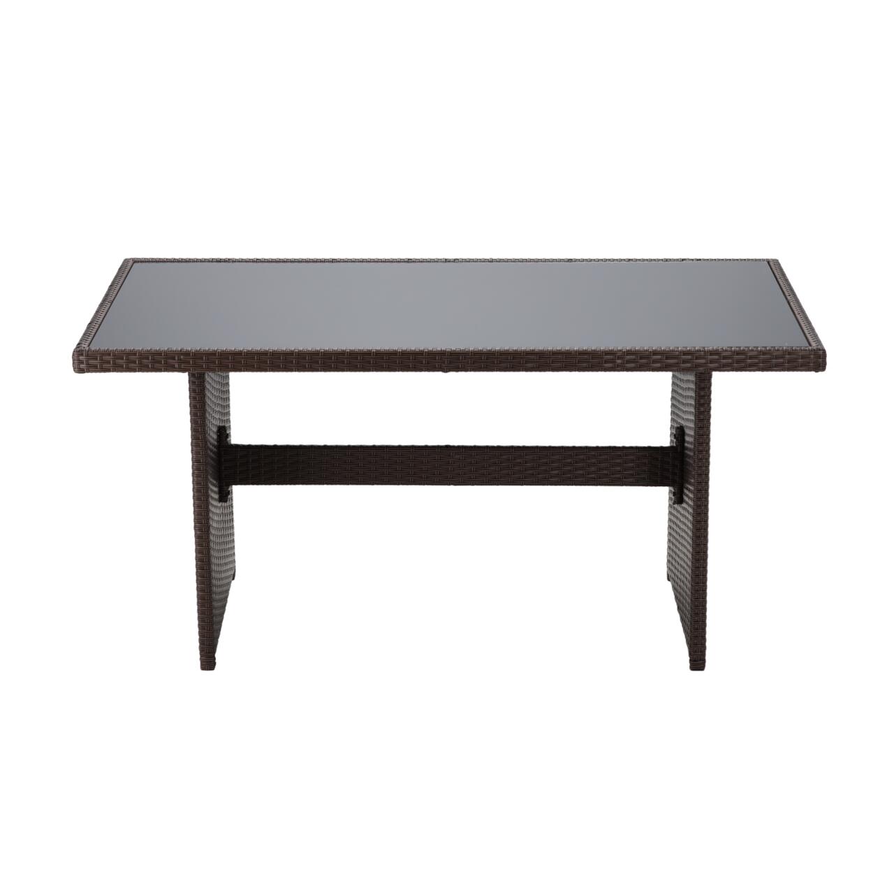 Set mobilier gradina/terasa, maro si bej, ratan sintetic, 1 masa, 2 scaune, 2 tabureti, 1 canapea, Dolores