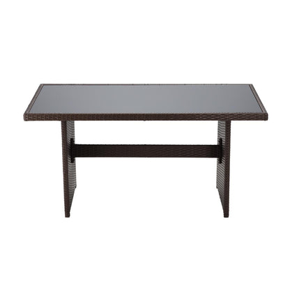 Set mobilier gradina/terasa, maro si bej, ratan sintetic, 1 masa, 2 scaune, 2 tabureti, 1 canapea, Dolores