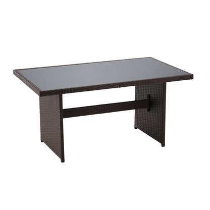 Set mobilier gradina/terasa, maro si bej, ratan sintetic, 1 masa, 2 scaune, 2 tabureti, 1 canapea, Dolores
