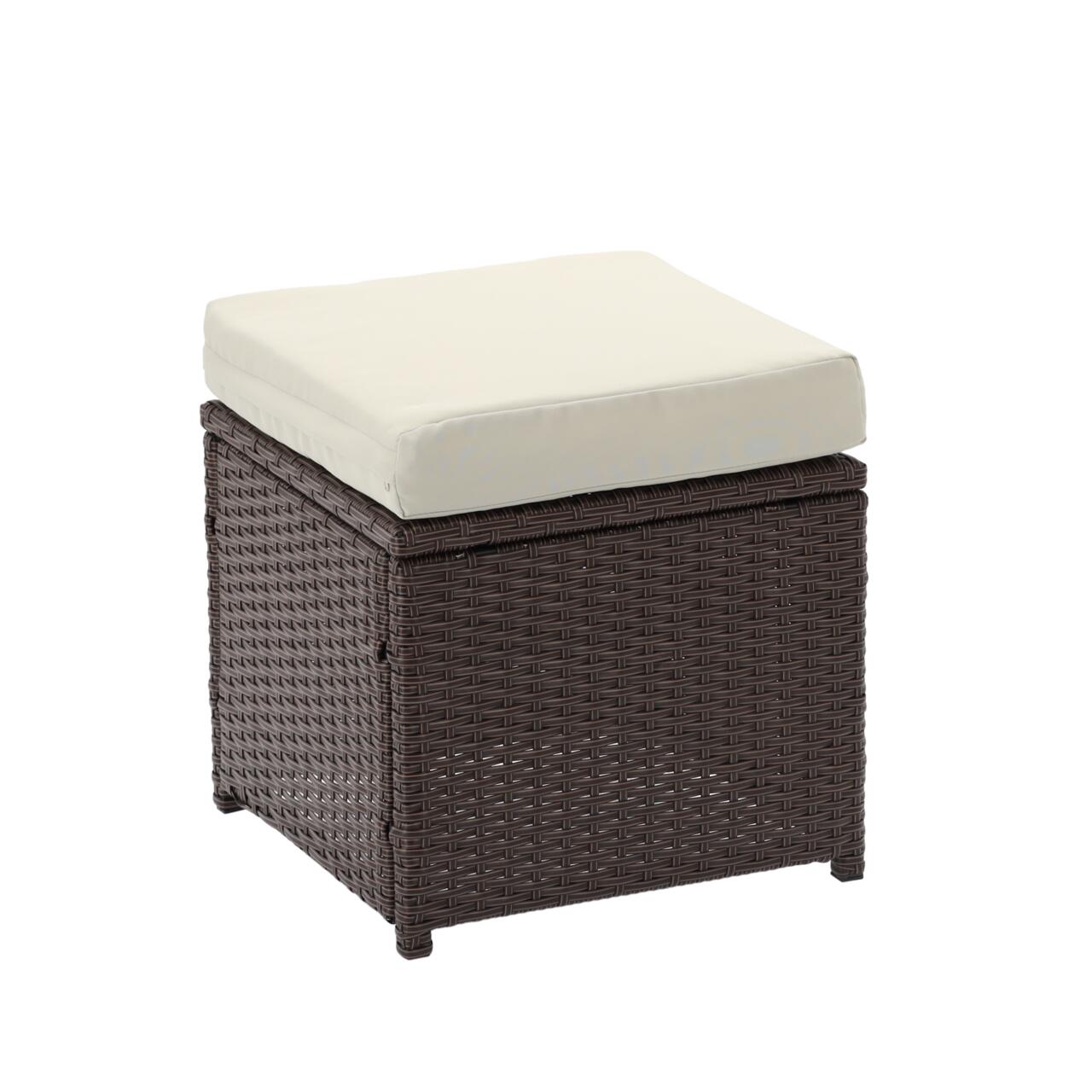 Set mobilier gradina/terasa, maro si bej, ratan sintetic, 1 masa, 2 scaune, 2 tabureti, 1 canapea, Dolores