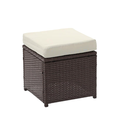 Set mobilier gradina/terasa, maro si bej, ratan sintetic, 1 masa, 2 scaune, 2 tabureti, 1 canapea, Dolores