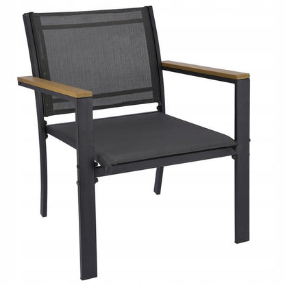 Set mobilier gradina/terasa, negru si natur, 1 masa, 2 scaune, 1 canapea, Imala
