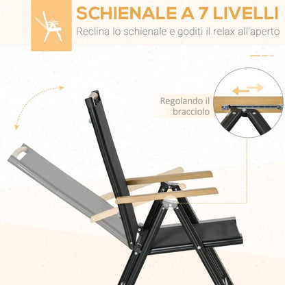 Set mobilier gradina/terasa, negru si stejar, 1 masa, 6 scaune, Abigail