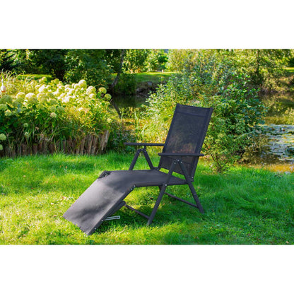 Sezlong pentru gradina, aluminiu, cu plasa, pliabil, reglabil, 110x52x102 cm, Jumi