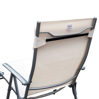 Sezlong pentru gradina, metalic, pliabil, cu spatar reglabil, crem, max 165 kg, 177x66x108 cm