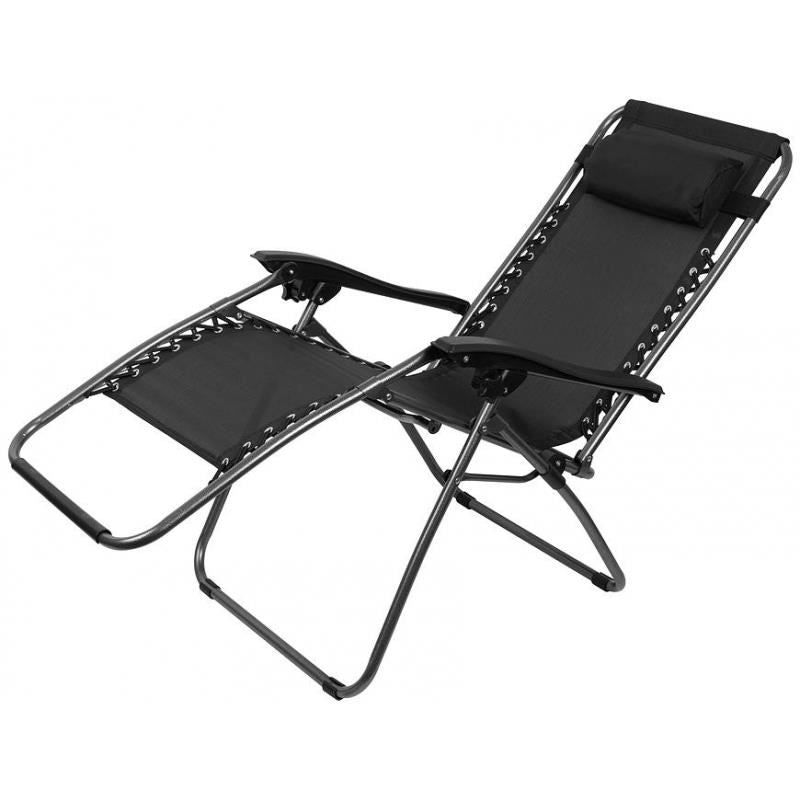 Sezlong pentru gradina, metalic, pliabil, negru, max 120 kg, 177x66x108 cm, Sonora