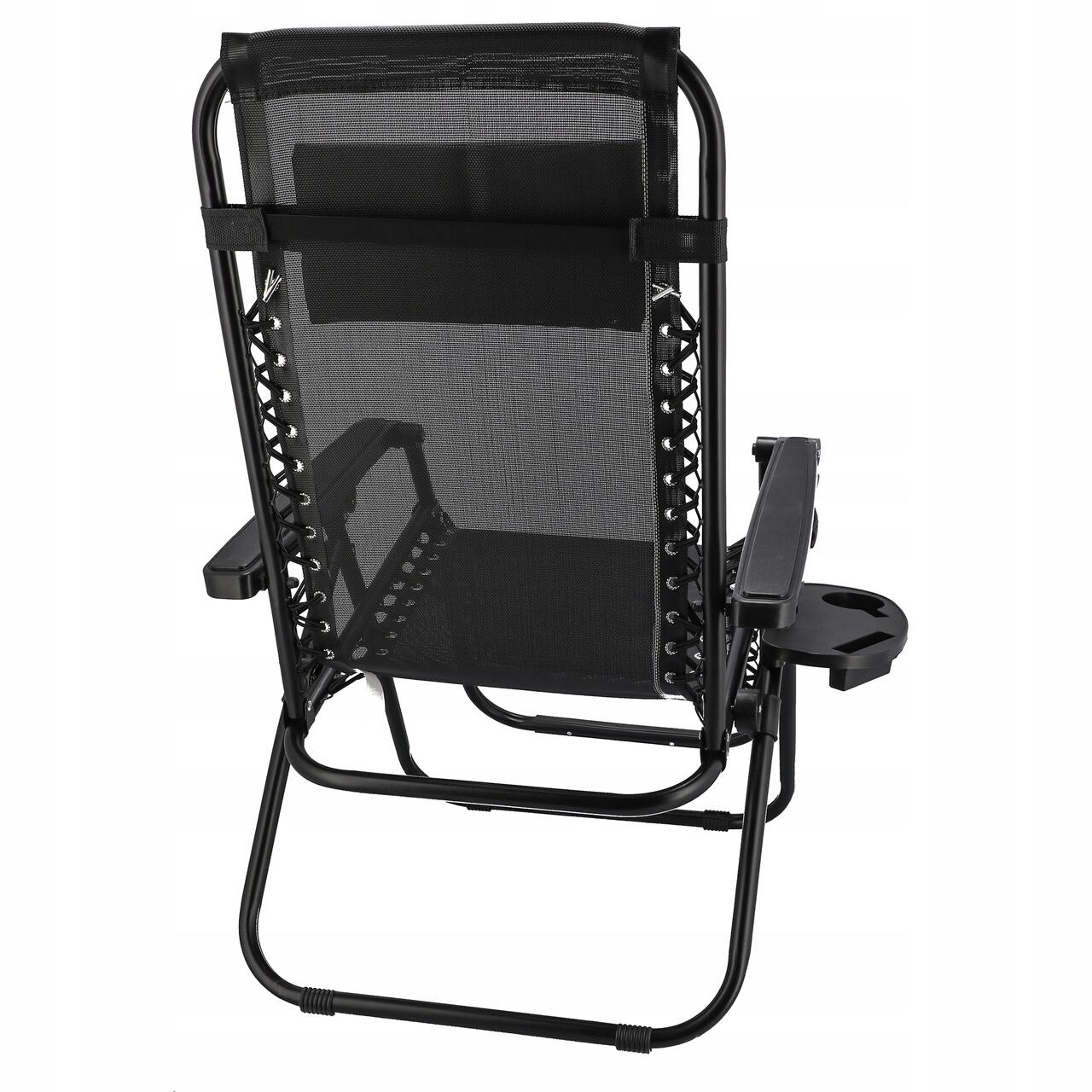 Sezlong pentru gradina, metalic, pliabil, negru, max 120 kg, 188x64x107 cm, Jumi
