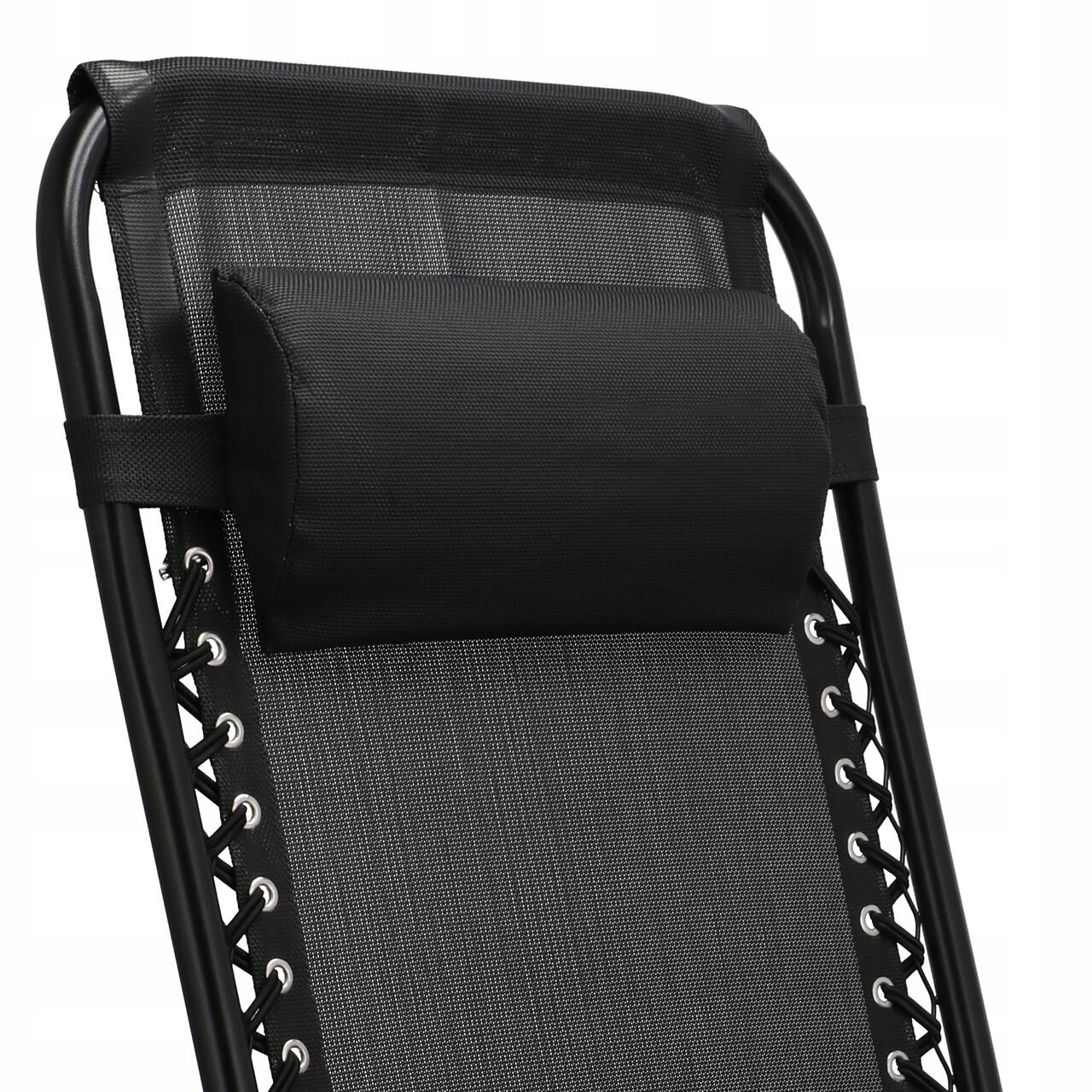 Sezlong pentru gradina, metalic, pliabil, negru, max 120 kg, 188x64x107 cm, Jumi