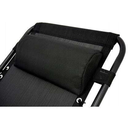 Sezlong pentru gradina, metalic, reglabil, cu suport pentru bauturi, max 120 kg, negru, 176x80 cm