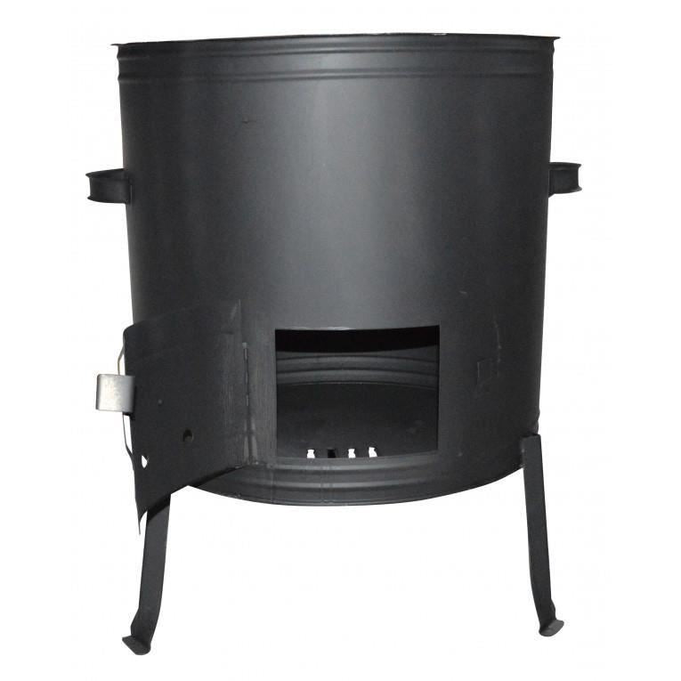 Soba, cu ceaun emailat 30 L, disc fonta 50 cm, burlan, cot, 50x67 cm