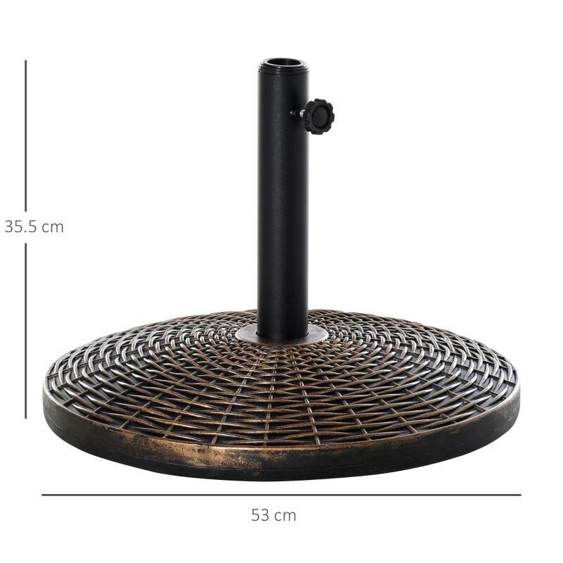 Suport pentru umbrela 35/38/48 mm, rotund, HDPE, metal, imitatie ratan, maro, 53x35.5 cm
