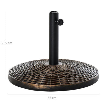 Suport pentru umbrela 35/38/48 mm, rotund, HDPE, metal, imitatie ratan, maro, 53x35.5 cm