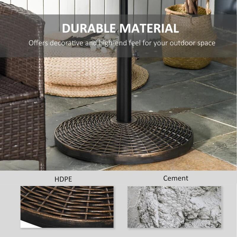 Suport pentru umbrela 35/38/48 mm, rotund, HDPE, metal, imitatie ratan, maro, 53x35.5 cm
