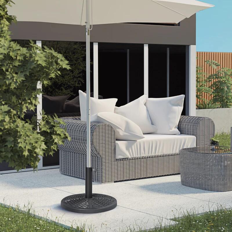 Suport pentru umbrela 38-48 mm, rotund, HDPE, imitatie ratan, negru, 45x33 cm