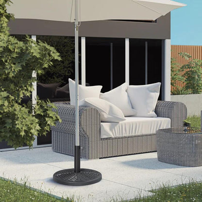 Suport pentru umbrela 38-48 mm, rotund, HDPE, imitatie ratan, negru, 45x33 cm