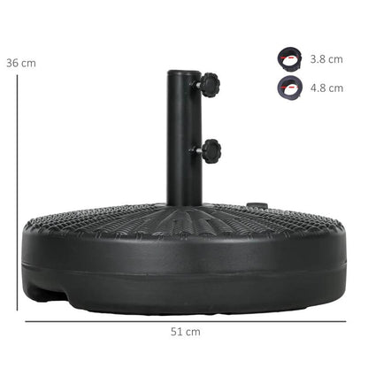 Suport pentru umbrela 38-48 mm, rotund, HDPE si otel, imitatie ratan, negru, 51x36 cm