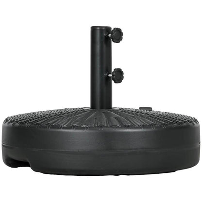 Suport pentru umbrela 38-48 mm, rotund, HDPE si otel, imitatie ratan, negru, 51x36 cm