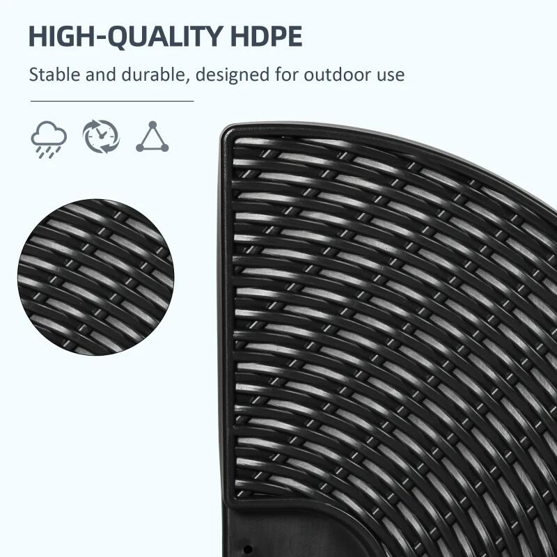 Suport pentru umbrela cu articulatie tip banana, set 4 elemente, HDPE, negru, 100x8 cm