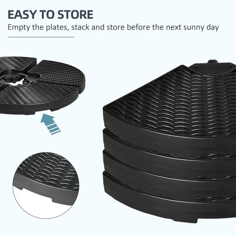 Suport pentru umbrela cu articulatie tip banana, set 4 elemente, HDPE, negru, 100x8 cm