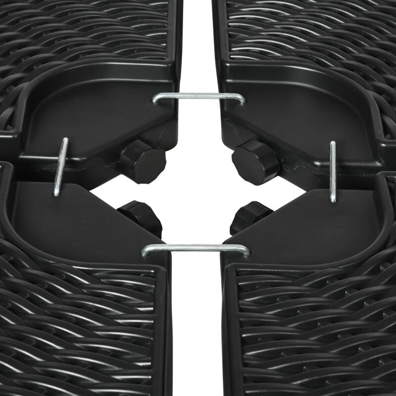 Suport pentru umbrela cu articulatie tip banana, set 4 elemente, HDPE, negru, 100x8 cm