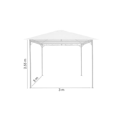 Pavilion pentru gradina/terasa, cadru metalic, crem, 3x3x2.55 m, Doina