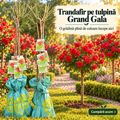 Trandafir Pomișor Grand Gala – Roșu Închis, Altoit pe Tulpină