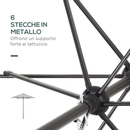 Umbrela gradina/balcon/terasa, semirotunda, cu manivela, stalp aluminiu, gri, 196 cm