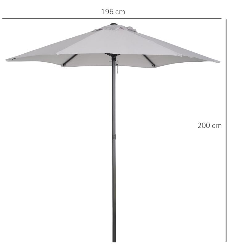Umbrela gradina/balcon/terasa, semirotunda, cu manivela, stalp aluminiu, gri, 196 cm