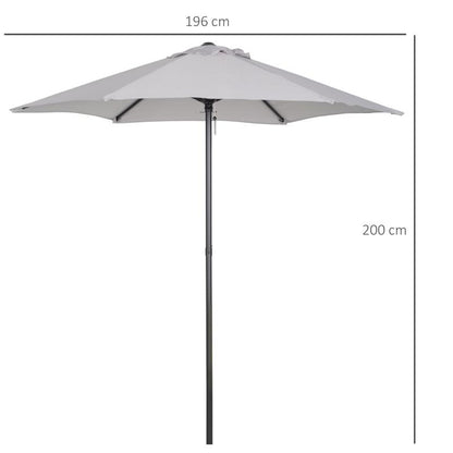 Umbrela gradina/balcon/terasa, semirotunda, cu manivela, stalp aluminiu, gri, 196 cm