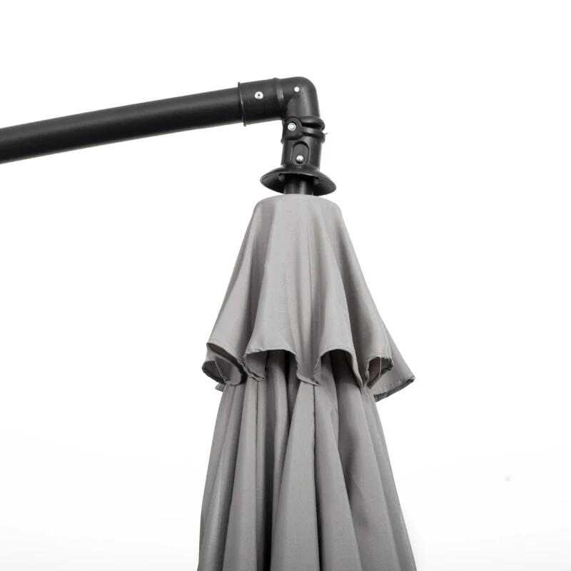Umbrela gradina/terasa, articulatie tip banana, cu manivela, gri, 296 cm